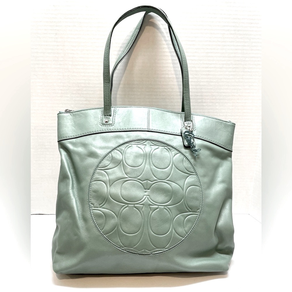 Coach NWOT Laura Large North South Leather Tote in Mint Green